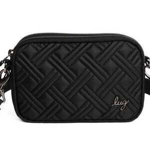 lug Quilted Black Cosmetic Case with Woven Stitching